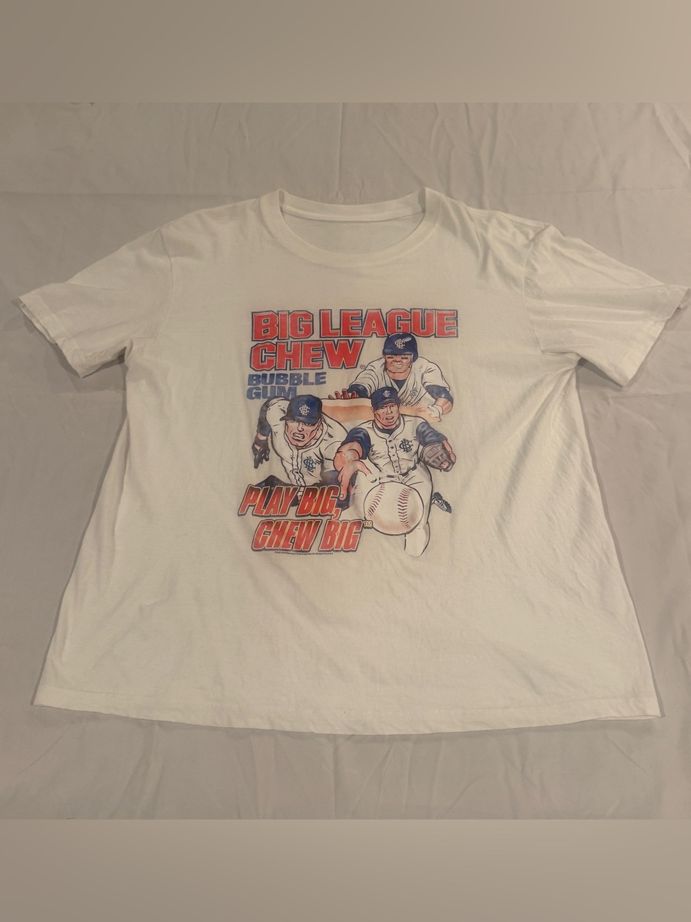 Big League Chew Graphic Tee Shirt White Retro Baseball Bubble Gum